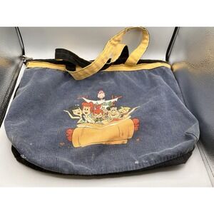 The Flintstones Blue Jean Denim Tote Bag 1994 Hanna Barbera 17" x 13"